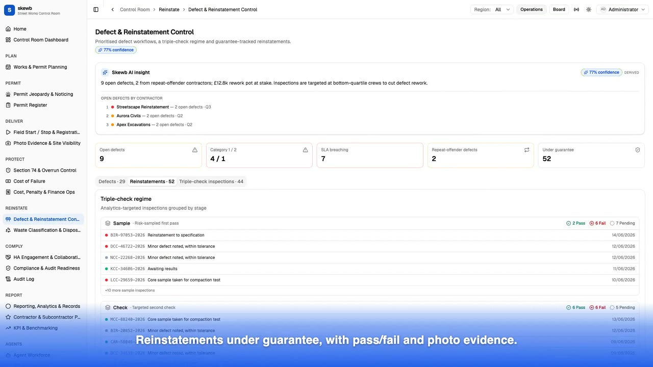 Reinstatement management